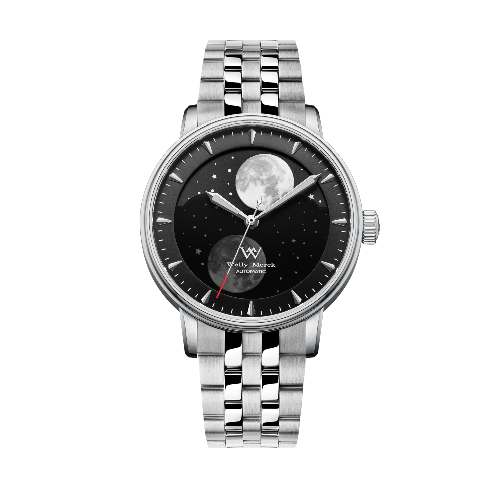 WM142 Moonphase Watch 41mm 7200A Modified Movement 5Bar Twin Moons  Men's Automatic Mechanical Watch