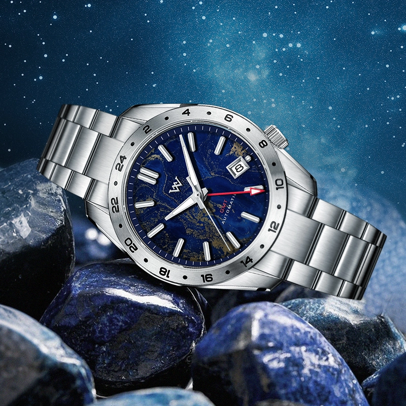 WM223 GMT Watch 40.5mm Natural Lapis Lazuli/Blue Sandstone Dials NH34 Sapphire Crystal Glass with AR Coating Men's Automatic Watch