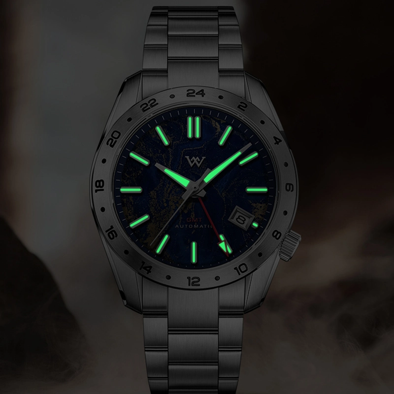WM223 GMT Watch 40.5mm Natural Lapis Lazuli/Blue Sandstone Dials NH34 Sapphire Crystal Glass with AR Coating Men's Automatic Watch