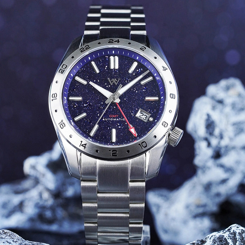 WM223 GMT Watch 40.5mm Natural Lapis Lazuli/Blue Sandstone Dials NH34 Sapphire Crystal Glass with AR Coating Men's Automatic Watch