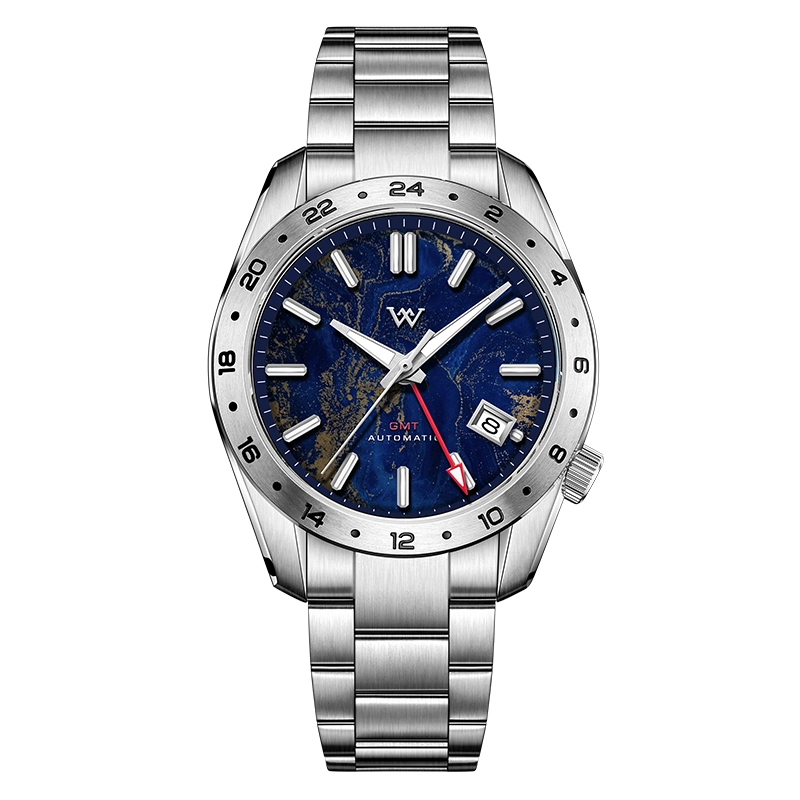 WM223 GMT Watch 40.5mm Natural Lapis Lazuli/Blue Sandstone Dials NH34 Sapphire Crystal Glass with AR Coating Men's Automatic Watch