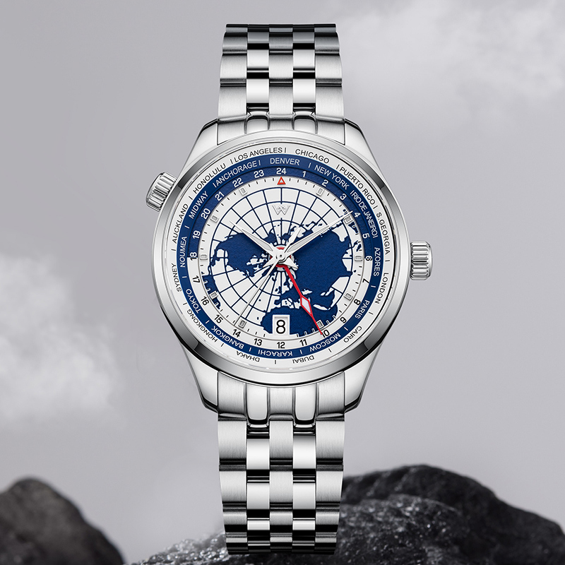 WM221 WM Watch Welly Merck Automatic Mechanical Men Watches NH34 Sapphire World Time GMT Original 100M Water Resistant Watch Man