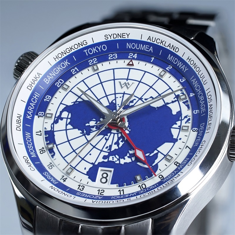 WM221 WM Watch Welly Merck Automatic Mechanical Men Watches NH34 Sapphire World Time GMT Original 100M Water Resistant Watch Man