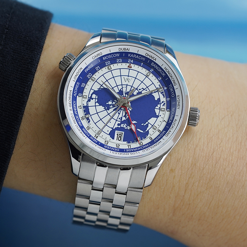 WM221 WM Watch Welly Merck Automatic Mechanical Men Watches NH34 Sapphire World Time GMT Original 100M Water Resistant Watch Man