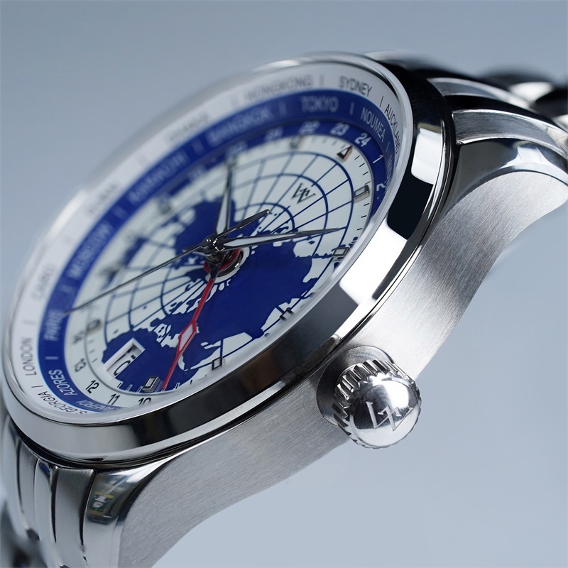 WM221 WM Watch Welly Merck Automatic Mechanical Men Watches NH34 Sapphire World Time GMT Original 100M Water Resistant Watch Man