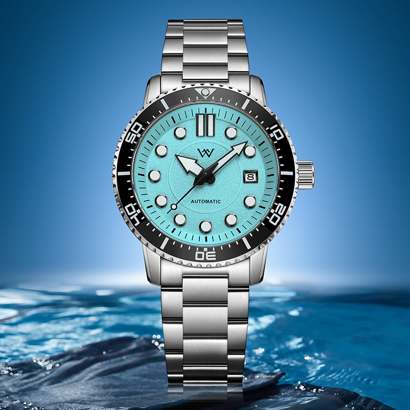 WM244  WM Watch Automatic Mechanical Waterproof Watch Men's Spark Pattern Dial AR Coating 8215 Welly Merck Watch