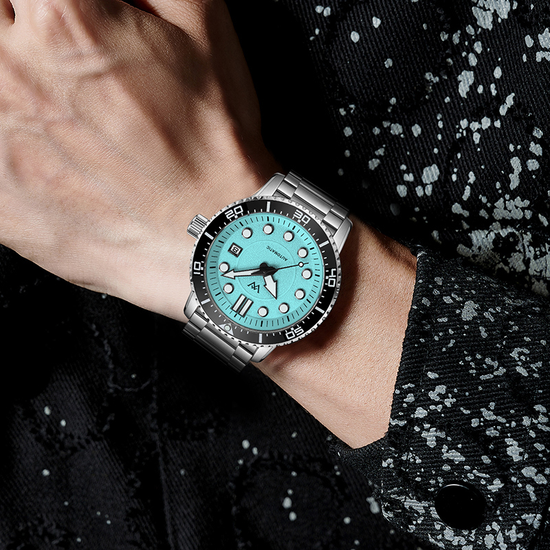 WM244  WM Watch Automatic Mechanical Waterproof Watch Men's Spark Pattern Dial AR Coating 8215 Welly Merck Watch