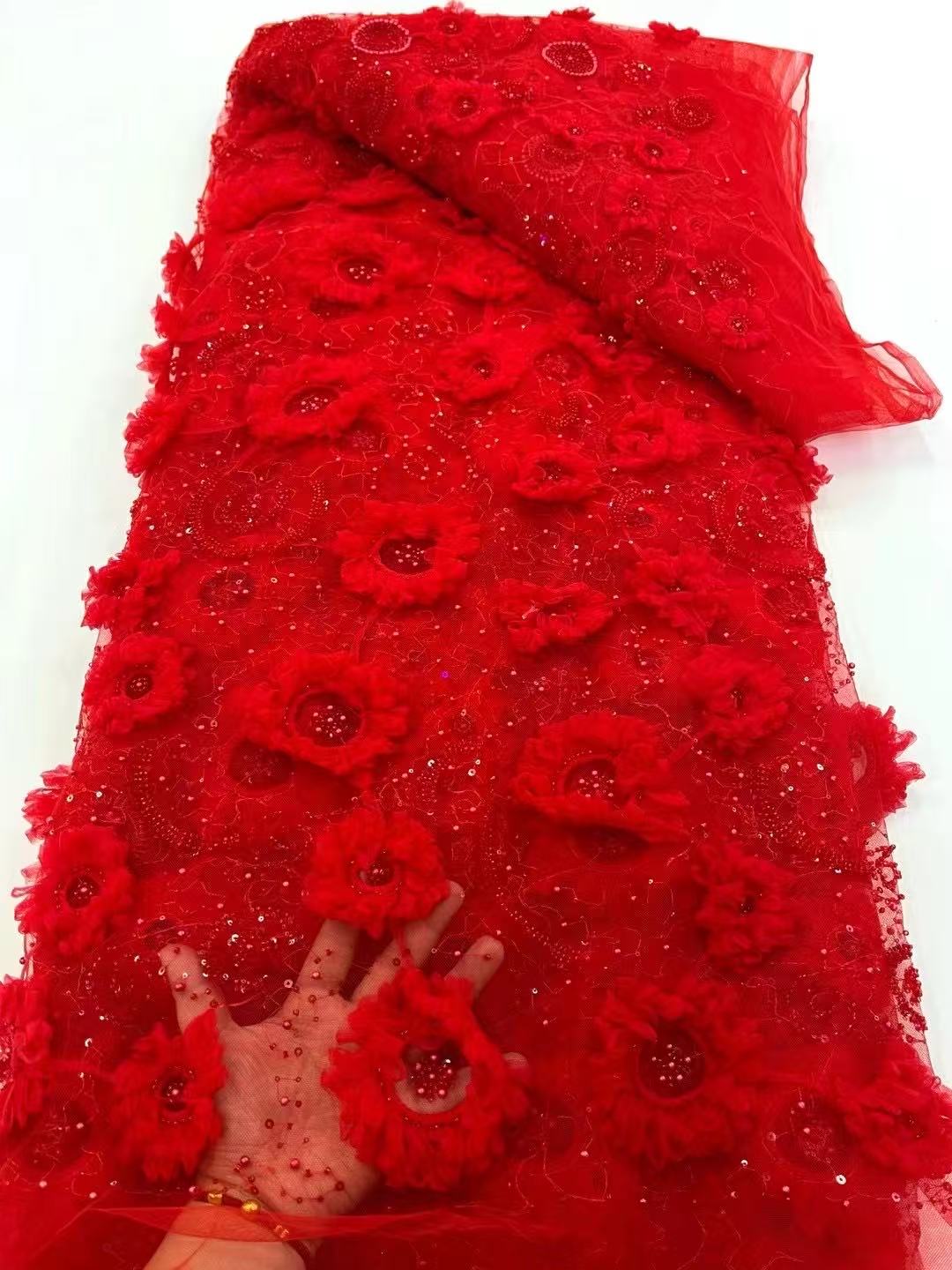 Sequins Lace Bridal French Laces Colorful Embroidery Tulle Fabrics
