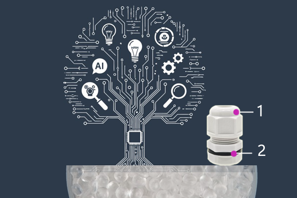 Cable gland: PA66 + thermoset rubber