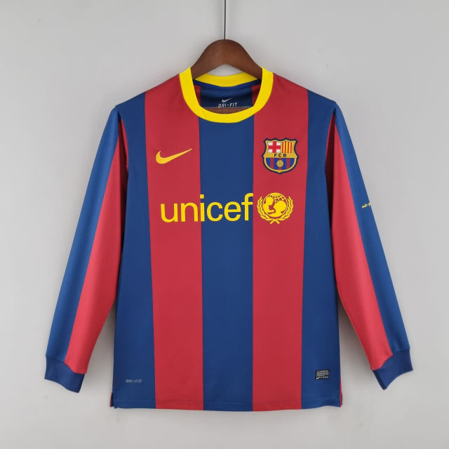 2010/11 Barcelona Long Sleeve Retro Jersey Home