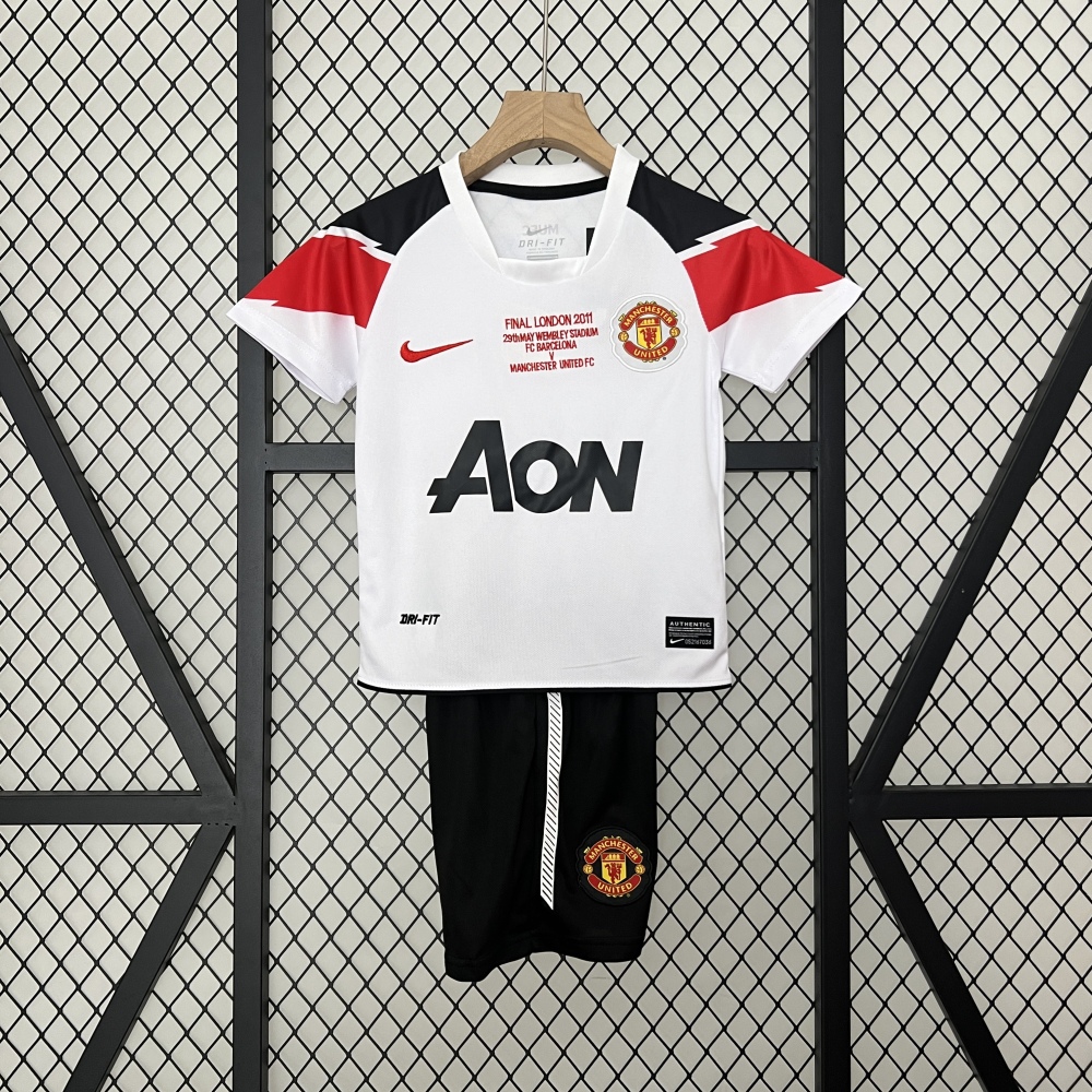 2010/11 Manchester United Champions League Away Retro Jersey Kids Kit