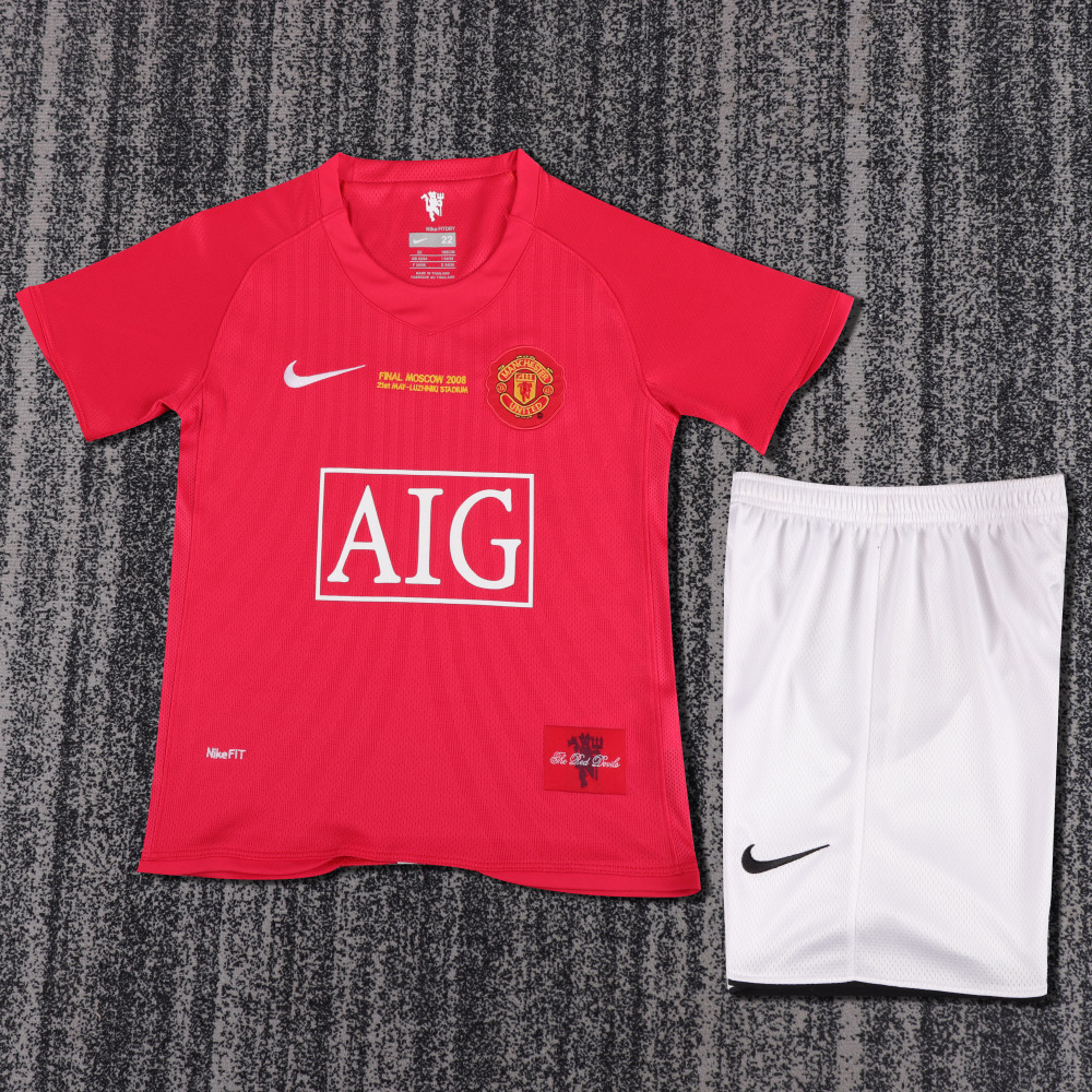 2007/08 Manchester United UCL Home Retro Jersey Kids Kit