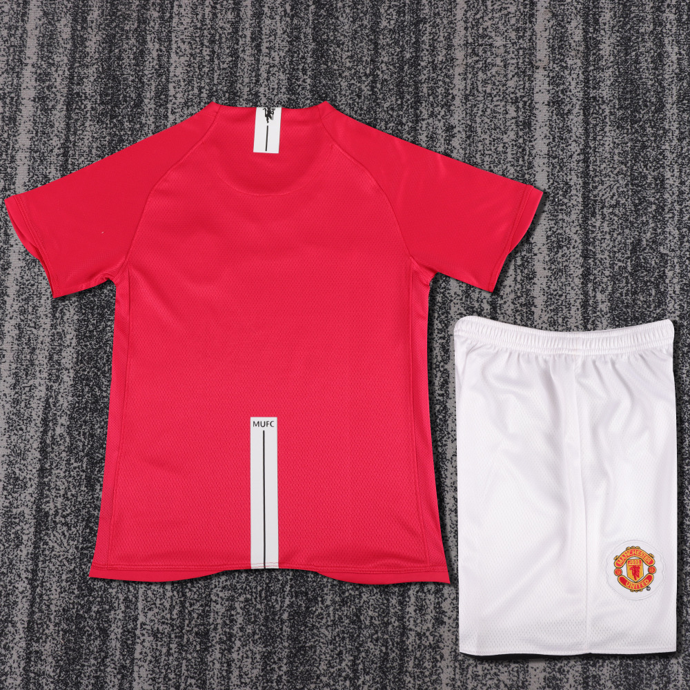 2007/08 Manchester United UCL Home Retro Jersey Kids Kit