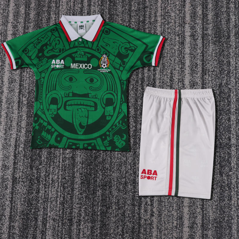 1998 Mexico Home Retro Kids Jersey World Cup