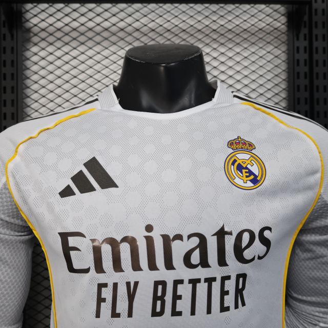 2025/26 Real Madrid Home Jersey Long Sleeve Player Version 