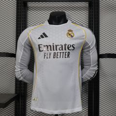 2025/26 Real Madrid Home Jersey Long Sleeve Player Version 