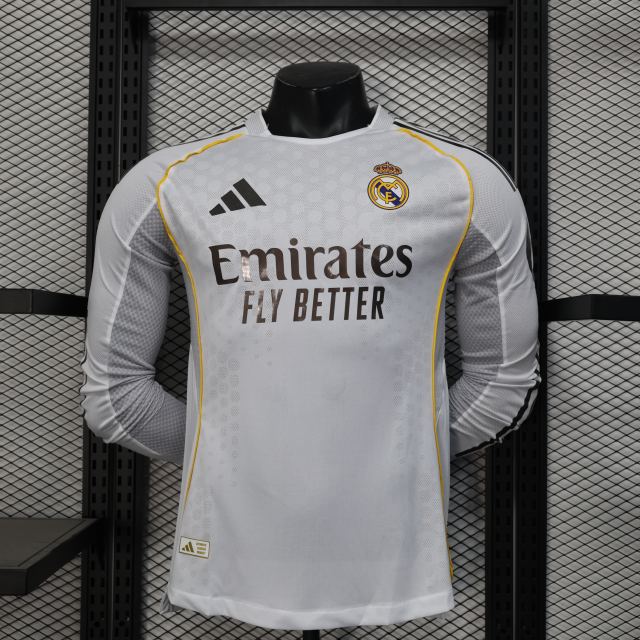 2025/26 Real Madrid Home Jersey Long Sleeve Player Version 