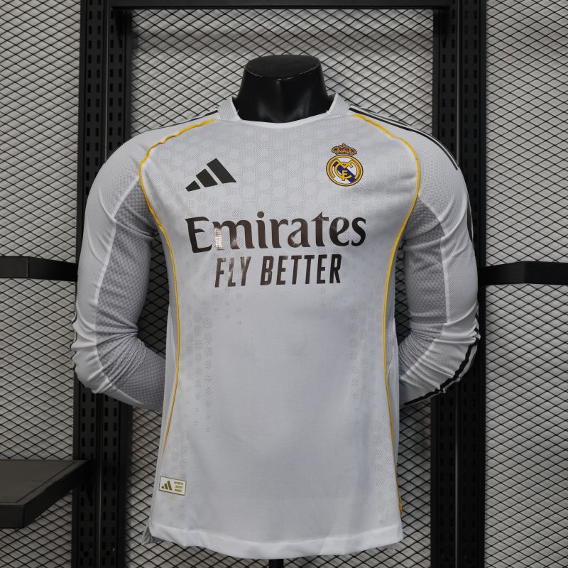 2025/26 Real Madrid Home Jersey Long Sleeve Player Version 
