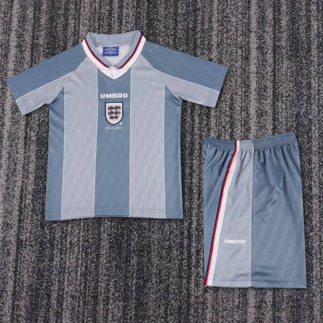 1996 Euro Cup England Away Retro Jersey Kids Kit(Jersey+Shorts) Replica 