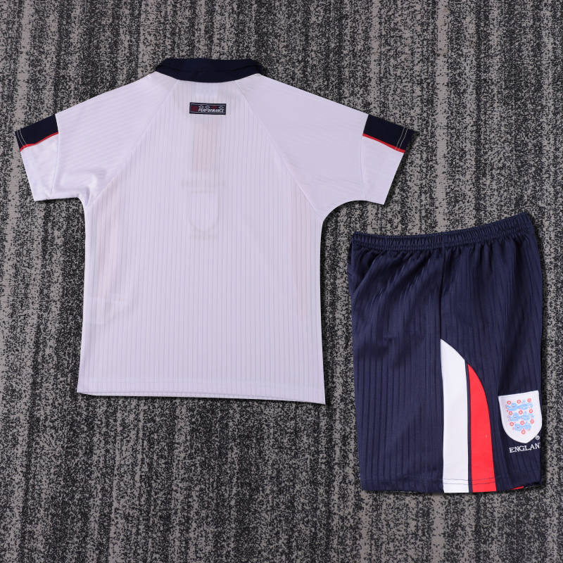 1998 World Cup England Home Retro Jersey Kids Kit(Jersey+Shorts) Replica