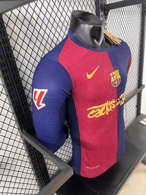 2025/26 Barcelona Home Barça x Spotify x Travis Scott Player Version Long Sleeve Jersey 