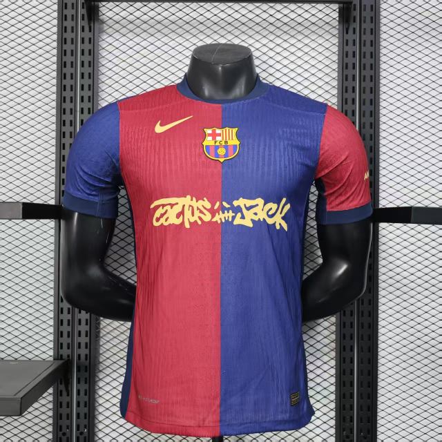 2025/26 Barcelona Home Barça x Spotify x Travis Scott Player Version Jersey 