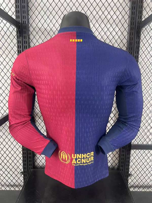2025/26 Barcelona Home Barça x Spotify x Travis Scott Player Version Long Sleeve Jersey 