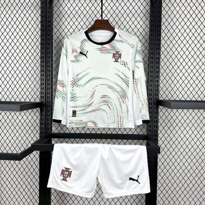 2025 Portugal Away Long Sleeve Kids Jersey 