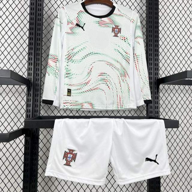 2025 Portugal Away Long Sleeve Kids Jersey 
