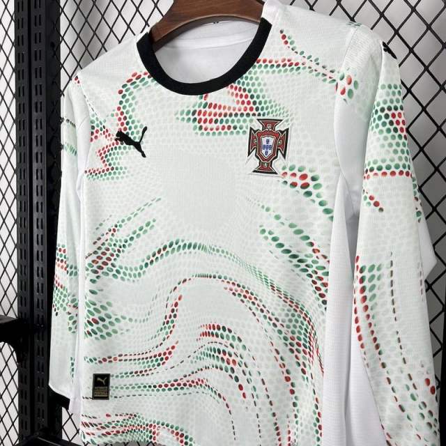 2025 Portugal Away Long Sleeve Kids Jersey 