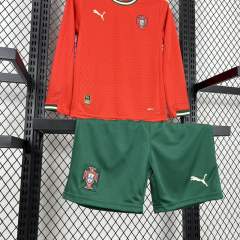 2025 Portugal Home Long Sleeve Kids Jersey 