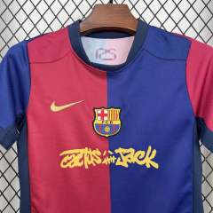 2025/26 Barcelona Home Barça x Spotify x Travis Scott Kids Jersey 