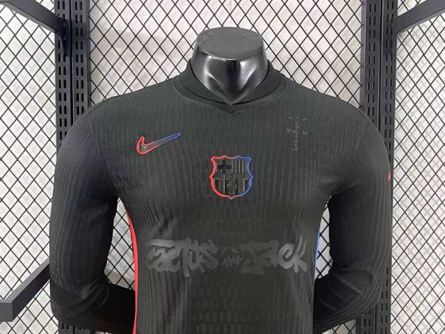 2025/26 Barcelona Away Barça x Spotify x Travis Scott Long Sleeves Player Version Jersey 
