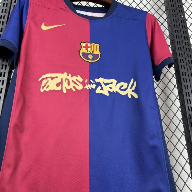 2025/26 Barcelona Home Barça x Spotify x Travis Scott Fan Version Jersey 