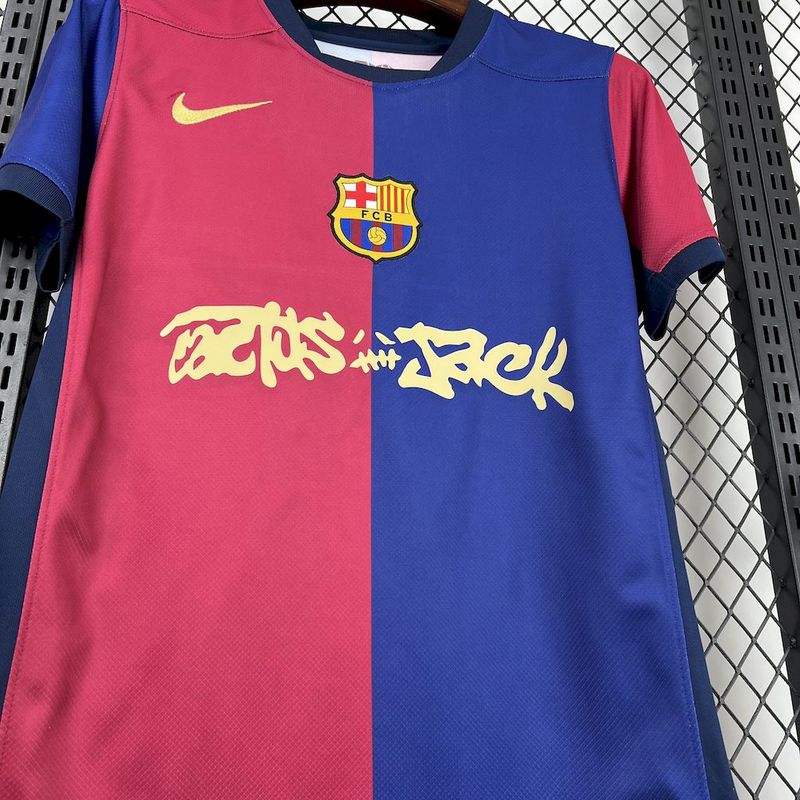 2025/26 Barcelona Home Barça x Spotify x Travis Scott Fan Version Jersey 