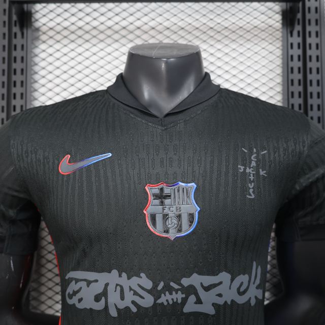 2025/26 Barcelona Away Barça x Spotify x Travis Scott Player Version Jersey 
