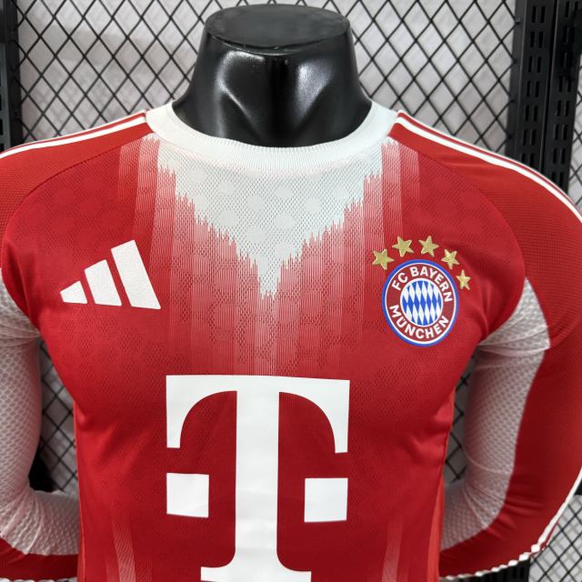 2025/26 Bayern Munich Home Player Version Long Sleeve Jersey