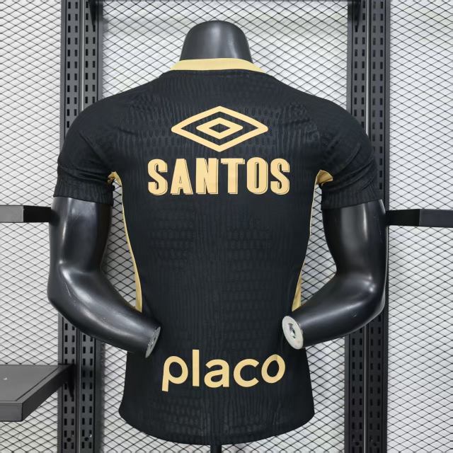 2025/26 Santos FC Black Jersey Player Version with All Sponsors