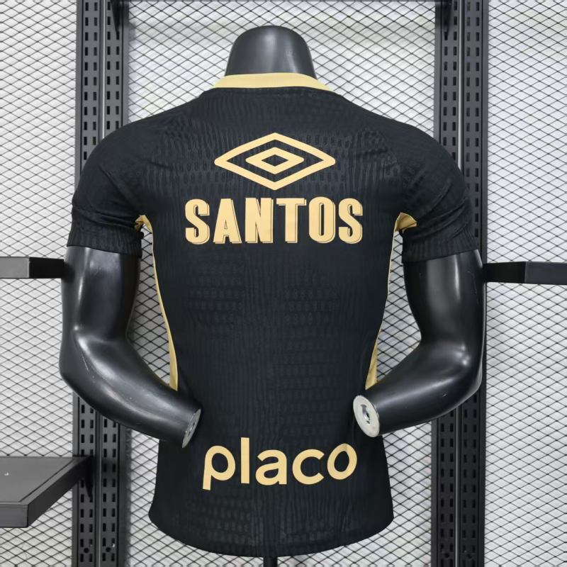 2025/26 Santos FC Black Jersey Player Version with All Sponsors