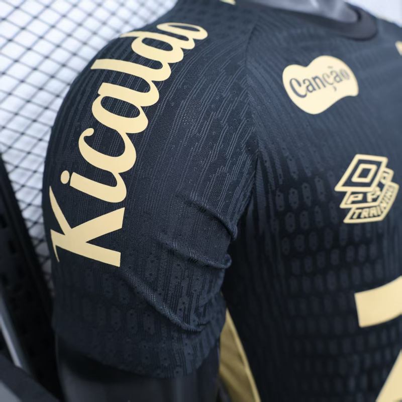 2025/26 Santos FC Black Jersey Player Version with All Sponsors
