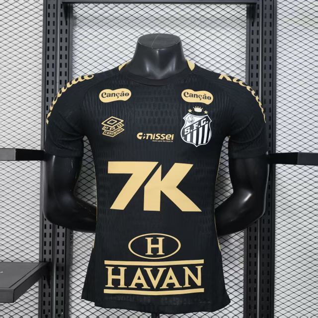 2025/26 Santos FC Black Jersey Player Version with All Sponsors
