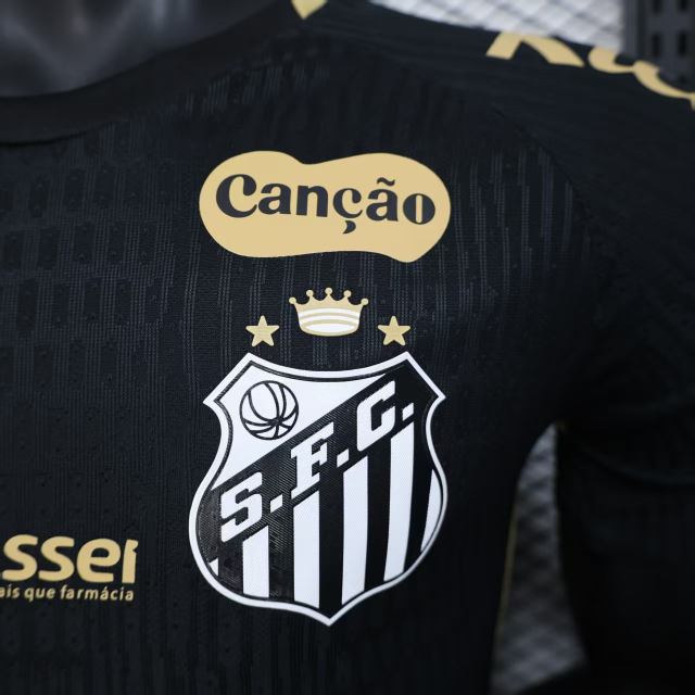 2025/26 Santos FC Black Jersey Player Version with All Sponsors