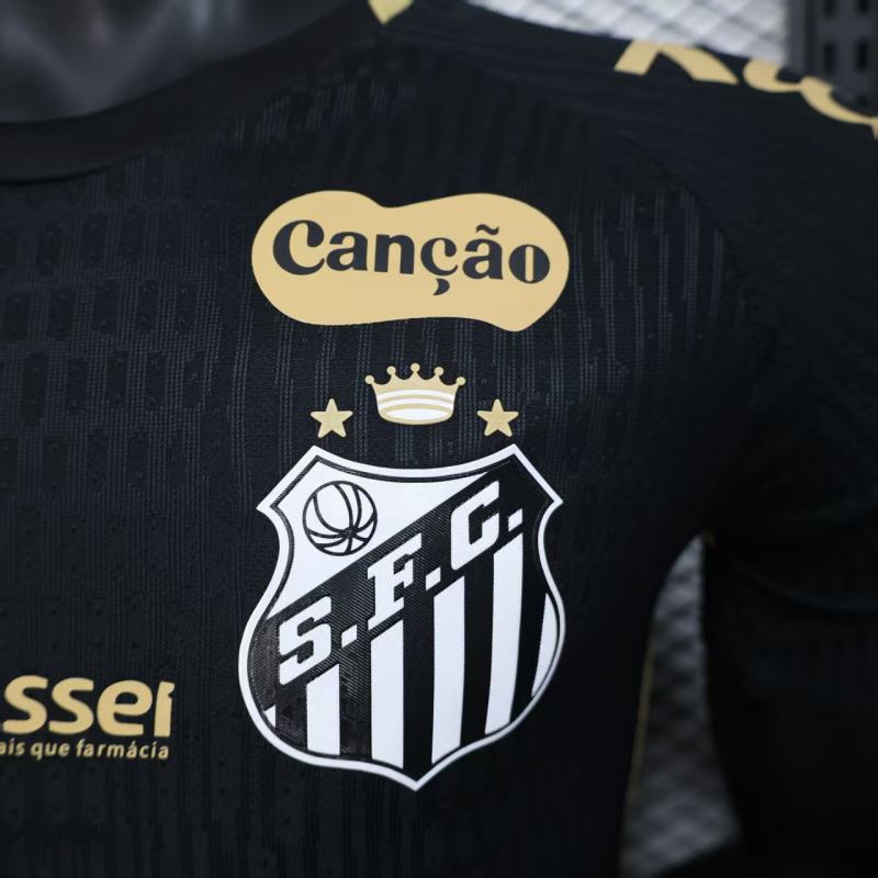 2025/26 Santos FC Black Jersey Player Version with All Sponsors