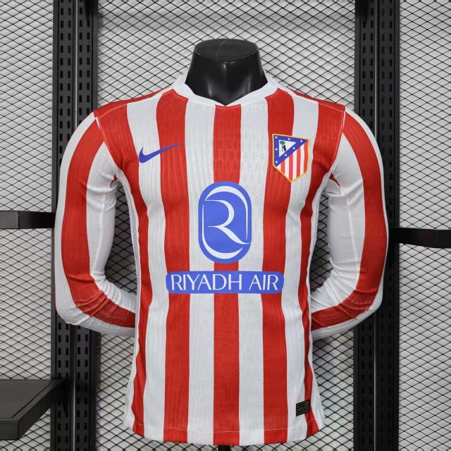 2025/26 Atletico Madrid Home Jersey Long Sleeve Player Version