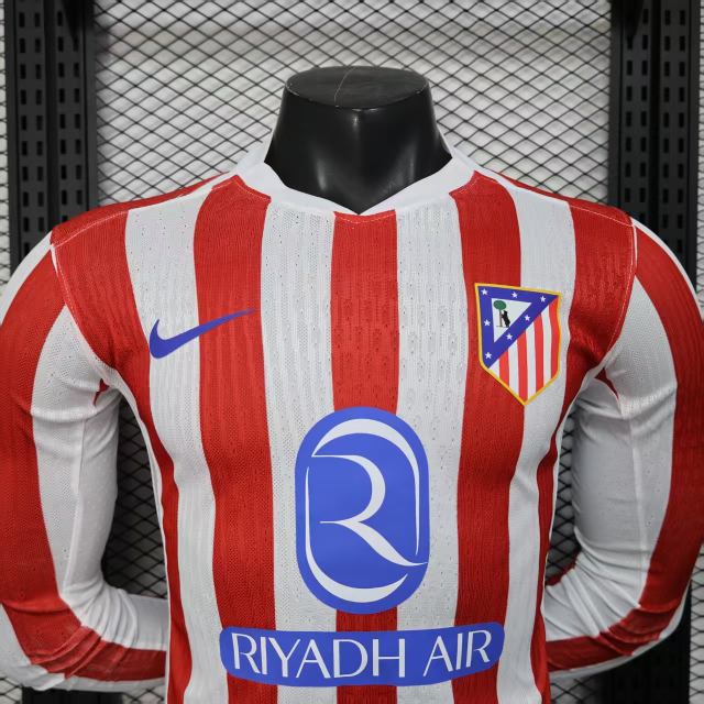 2025/26 Atletico Madrid Home Jersey Long Sleeve Player Version