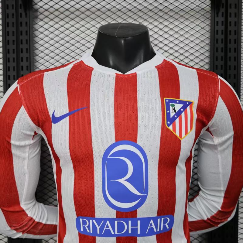 2025/26 Atletico Madrid Home Jersey Long Sleeve Player Version