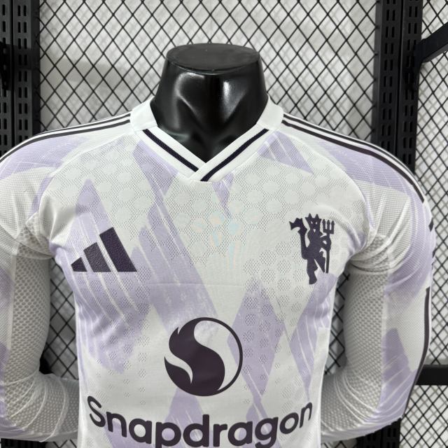 2025/26 Manchester United Away Jersey Player Version Long Sleeve 