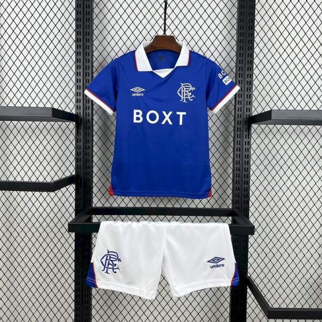 2025/26 Glasgow Rangers Home Kids Kit Jersey