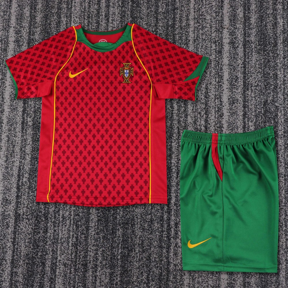 2004 Euro Cup Portugal Home Retro Kids Jersey 