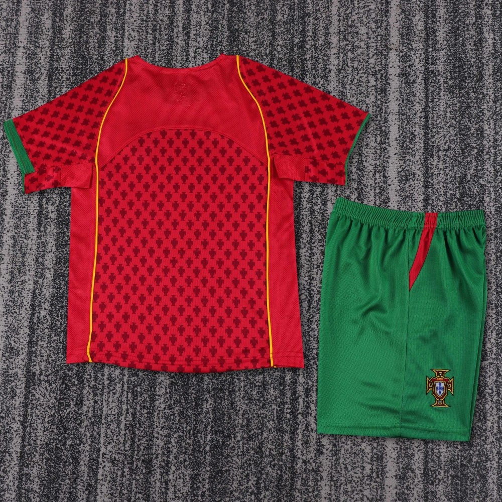 2004 Euro Cup Portugal Home Retro Kids Jersey 